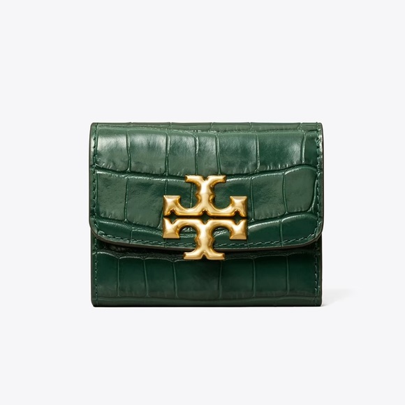 Tory Burch Handbags - Tory Burch Eleanor Mini Wallet Norwood Gold Green Embossed Croc
